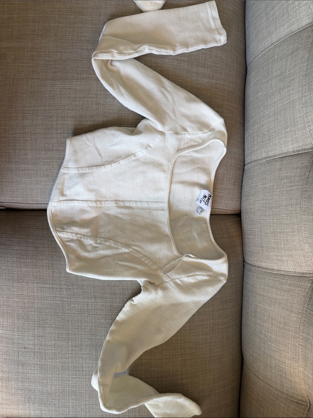 Princess Polly Cream Long-Sleeve Crop Top